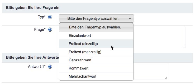 Backend des Umfrage Plugins von Contilla