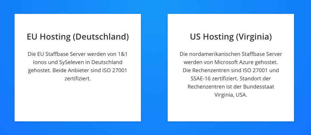 Staffbase Hosting Deutschland und USA