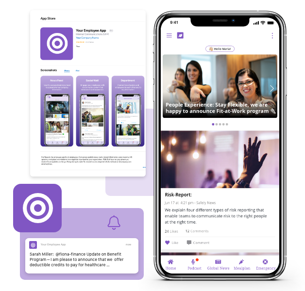 Die Staffbase Mitarbeiter-App ist gebrandet und personalisierbar
