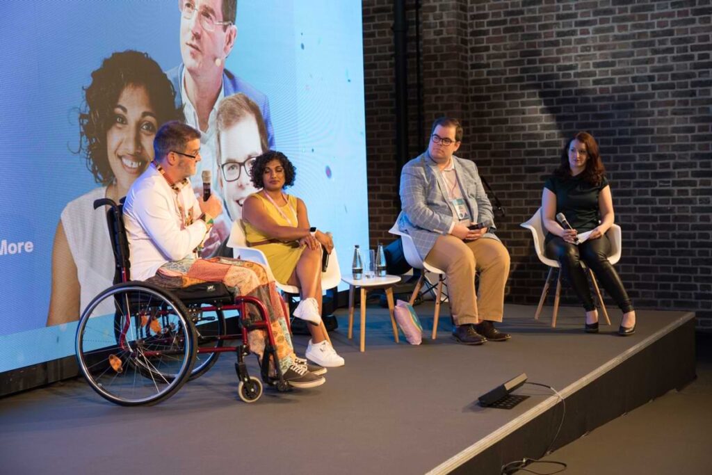 Mark Webb, Chaya Mistry, and Max Puller at VOICES London 2022.