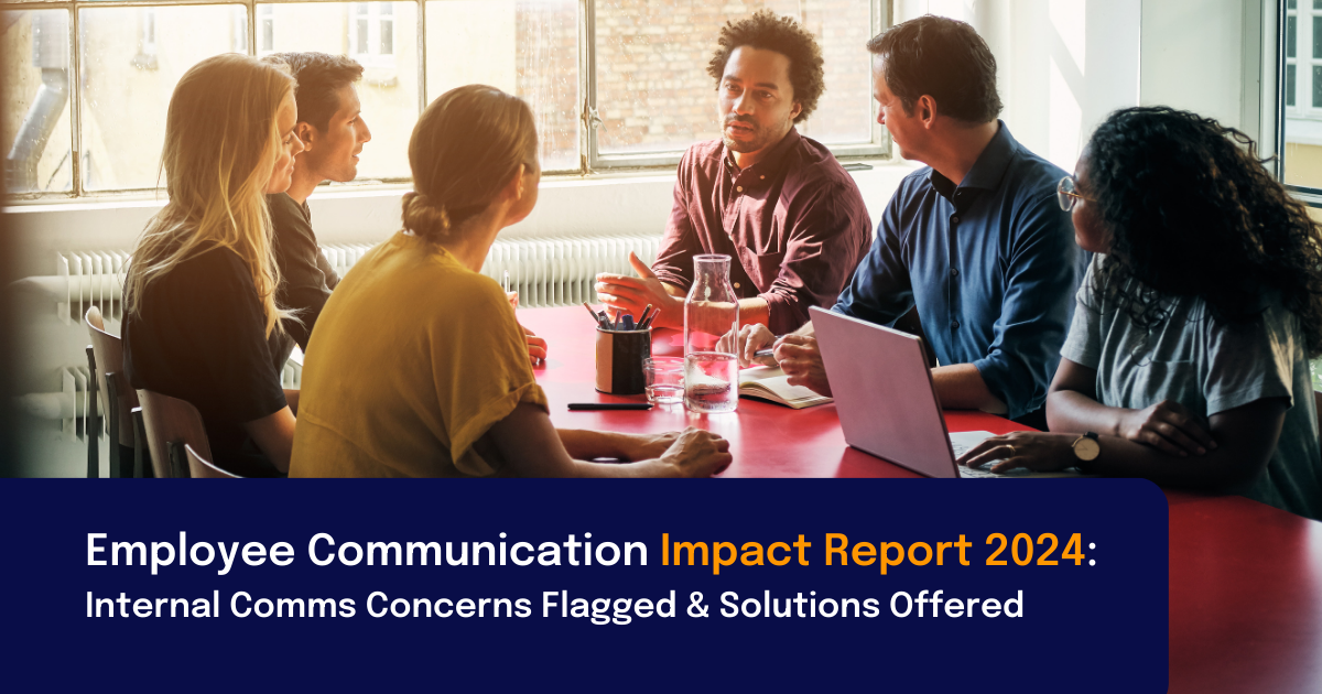 Employee Communication Impact Report 2024 image featuring coworkers talking