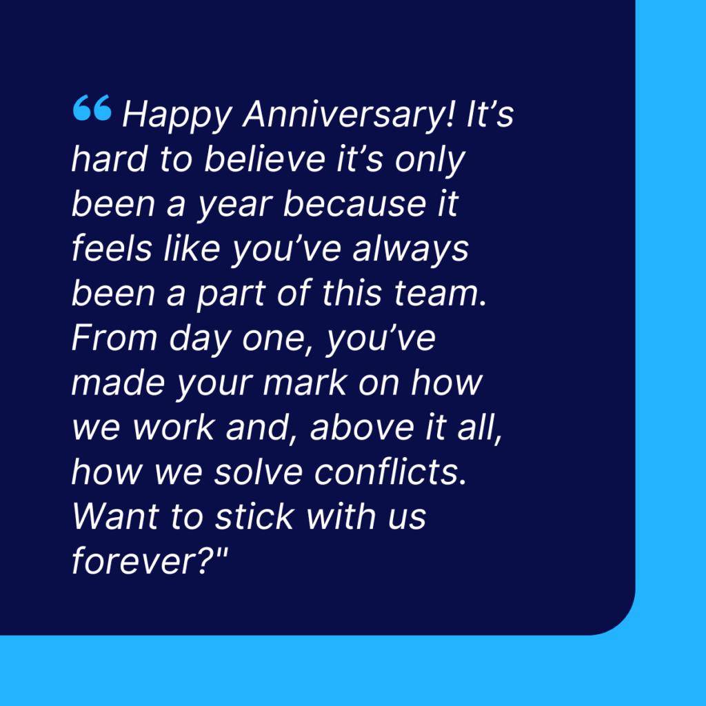 1 Year Work Anniversary Messages