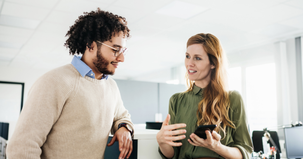 Internal Communication Video Creation image featuring people on phones