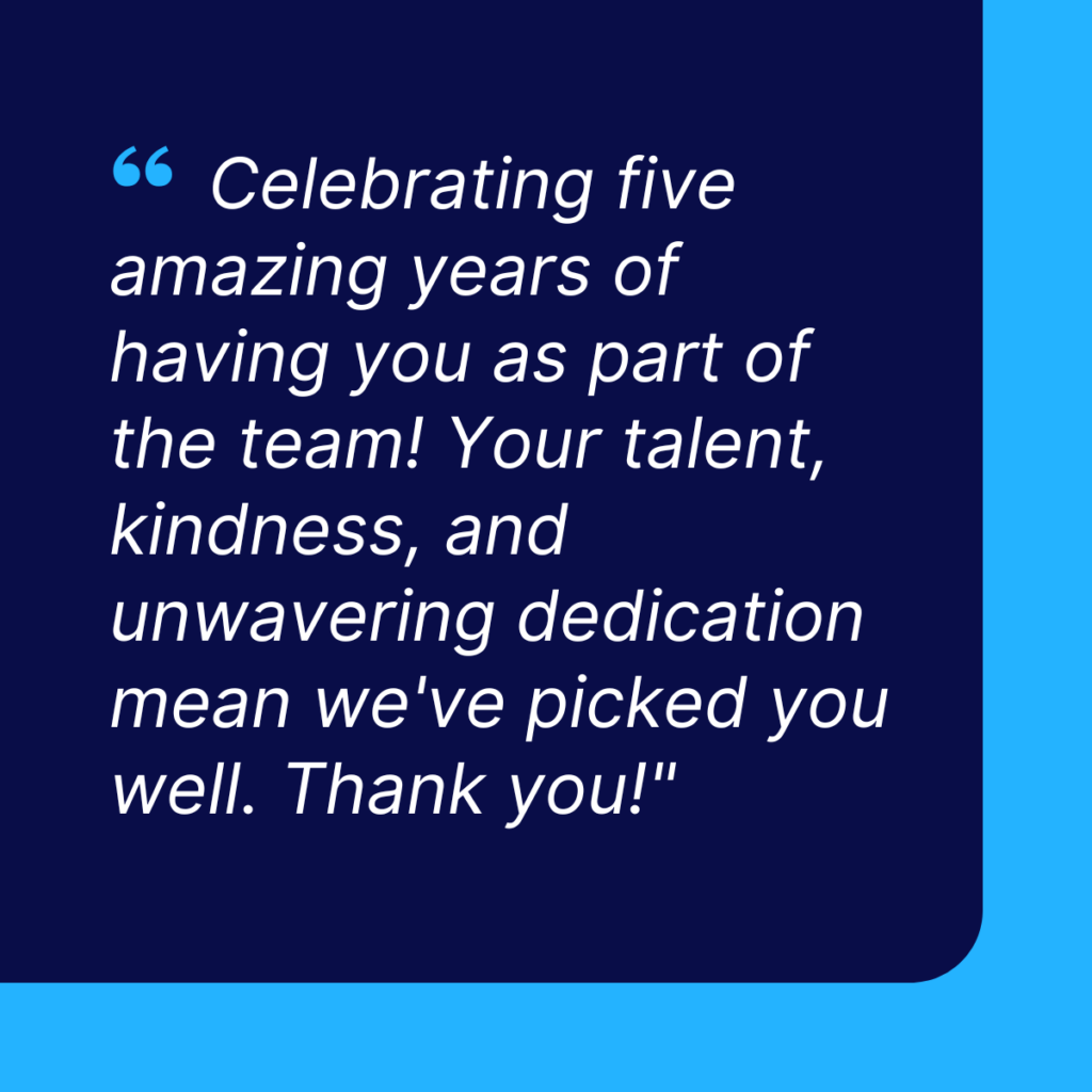 5 Year Work Anniversary Messages