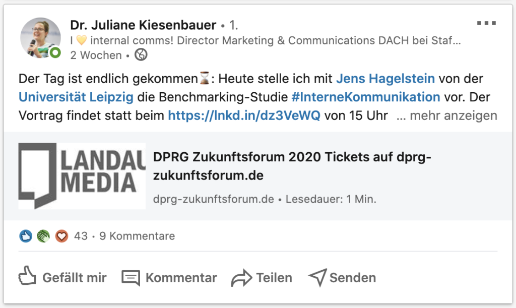 Social Media interne Kommunikator*innen Beispiel Juliane Kiesenbauer