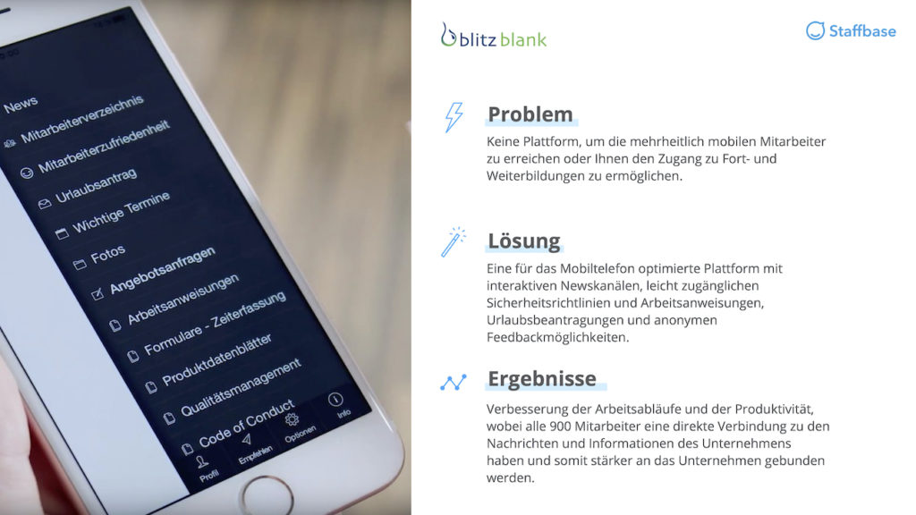 Blitzblank Zusammenfassung Mitarbeiterapp Staffbase