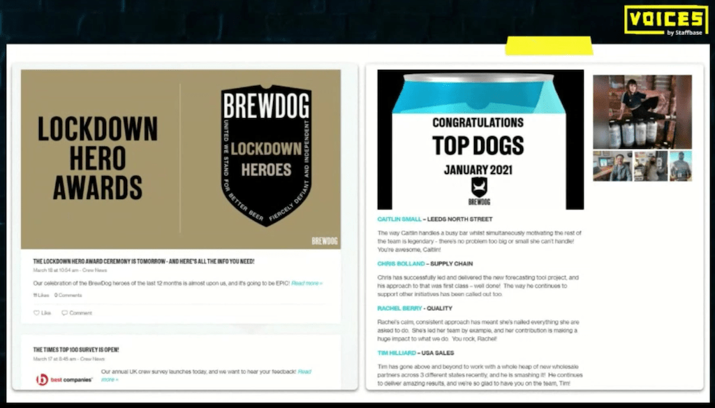 Images from BrewDog's employee app. 