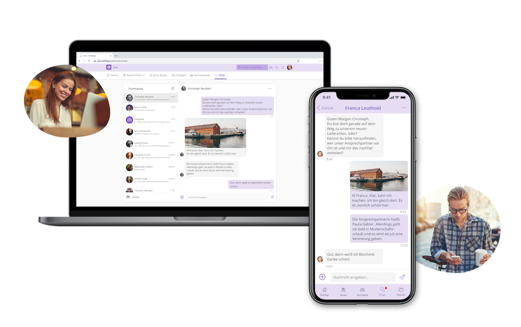 Chat in der Mitarbeiter-App oder auf dem Desktop Desktop