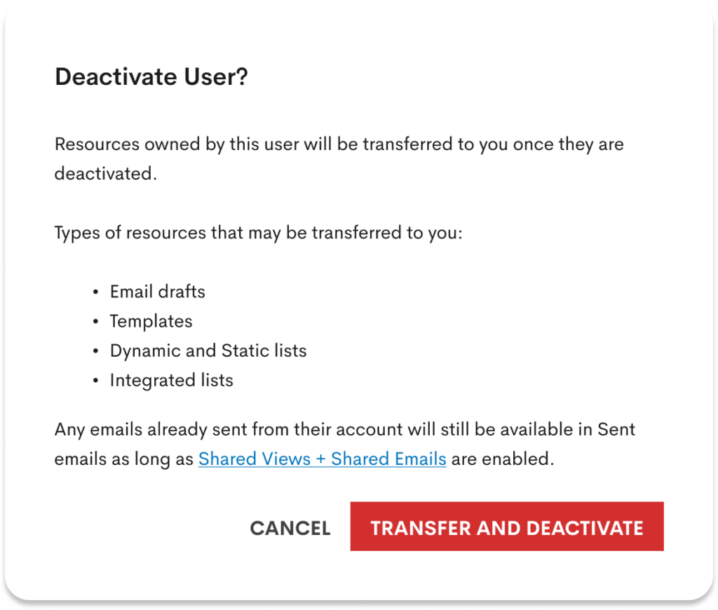 Email User Deactivation