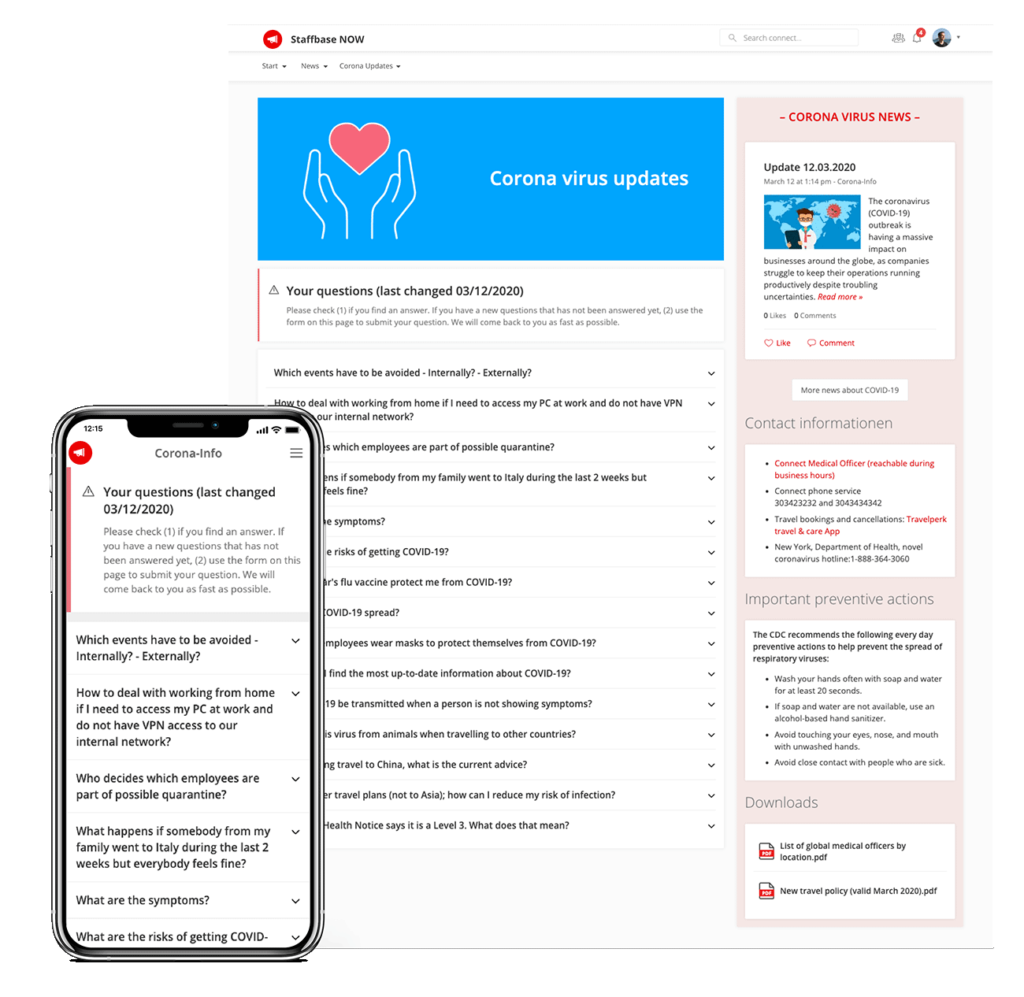 An illustration of the Staffbase crisis communications app