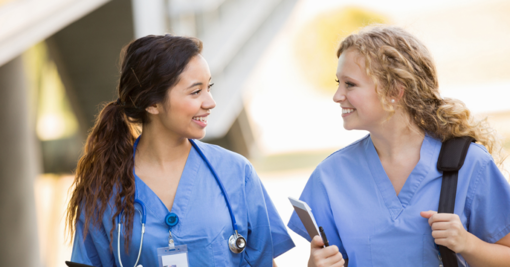 Employee engagement in healthcare image featuring healthcare workers