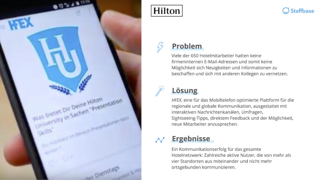 Hilton Zusammenfassung Mitarbeiterapp Staffbase