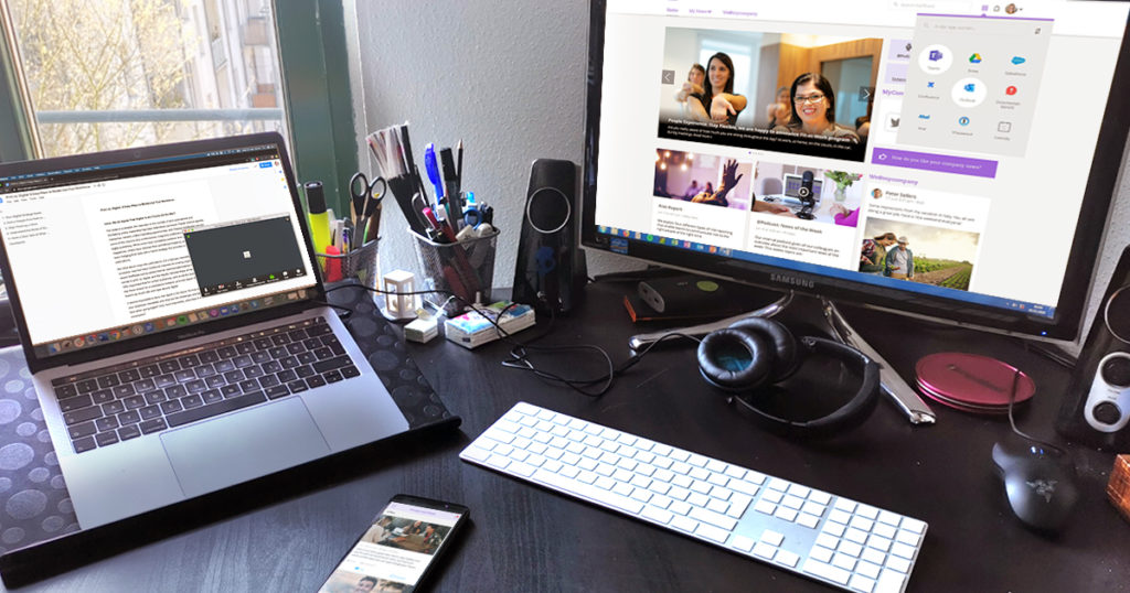 Home Office Desk With Multipe Open Screens