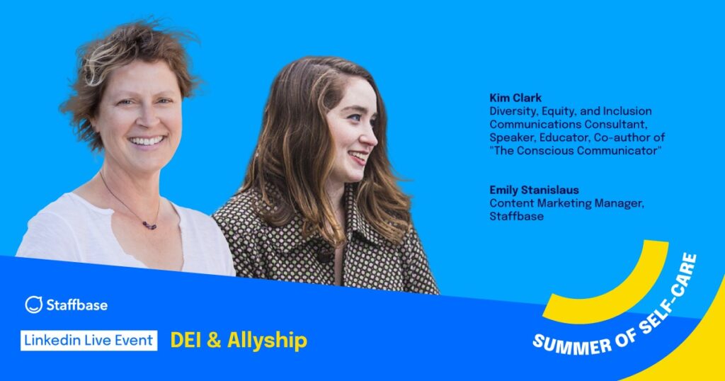 Kim Clark and Emily Stanislaus in a promotional photo for the LinkedIn Live event: DEI & allyship 