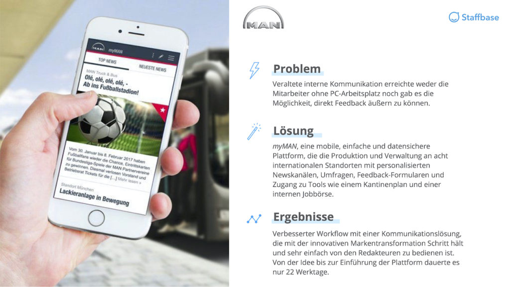 Man Zusammenfassung Mitarbeiterapp Staffbase