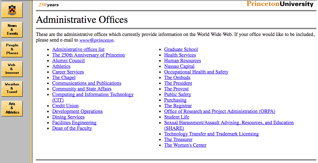 Princeton University Outdated Intranet
