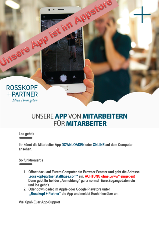 Rosskopf + Partner Launch der Mitarbeiter-App