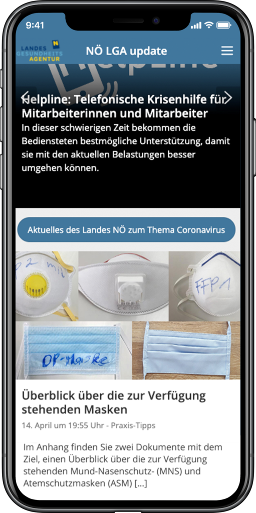 Staffbase NOW App Niederösterreichsiche Landesgesundheitsagentur Startseite