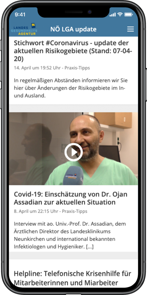 Staffbase NOW App Niederösterreichsiche Landesgesundheitsagentur Videoinhalte