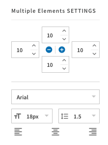 Multiple element settings panel featuring font type, size, and paragraph formatting. 