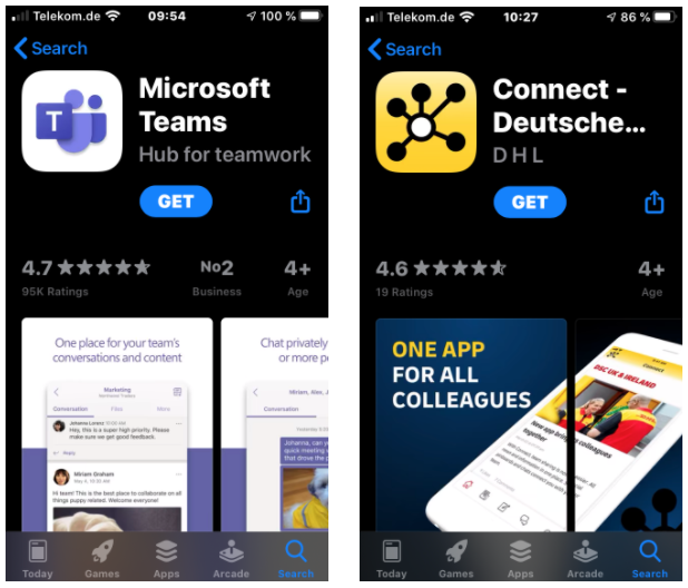 MS Teams vs. Employee App