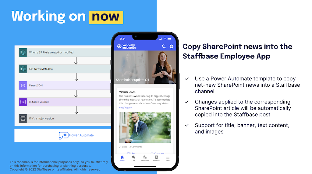 Staffbase Sharepoint and Employee App Integration via Power Automate Template