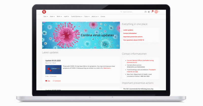 Staffbase Intranet Corona Virus, ERGO