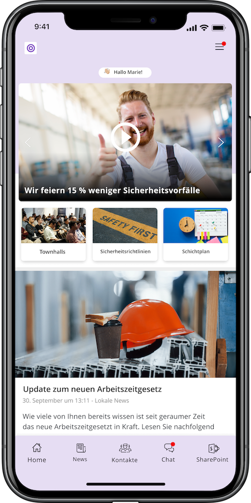 Staffbase zielgruppenspezifische Startseite 