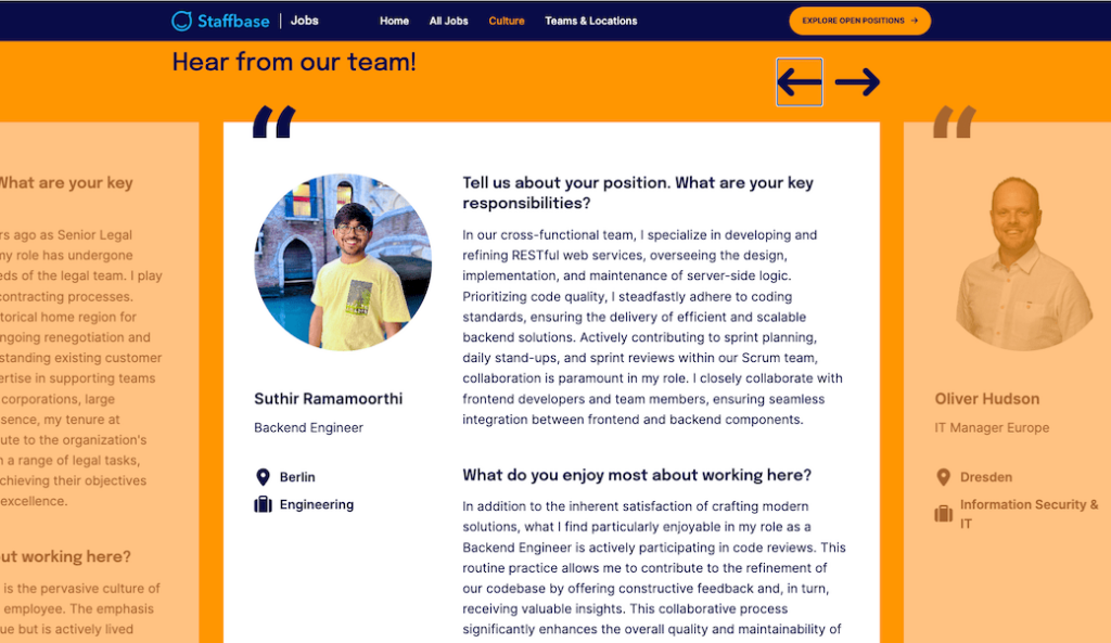 Staffbase Website Employee Spotlight