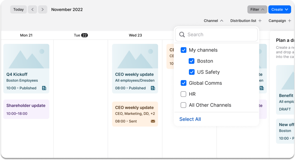 Transparency Mode for the Editorial Calendar