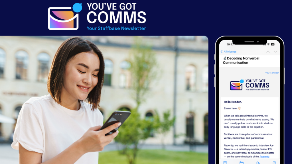 Image of woman looking at phone for You've Got Comms newsletter