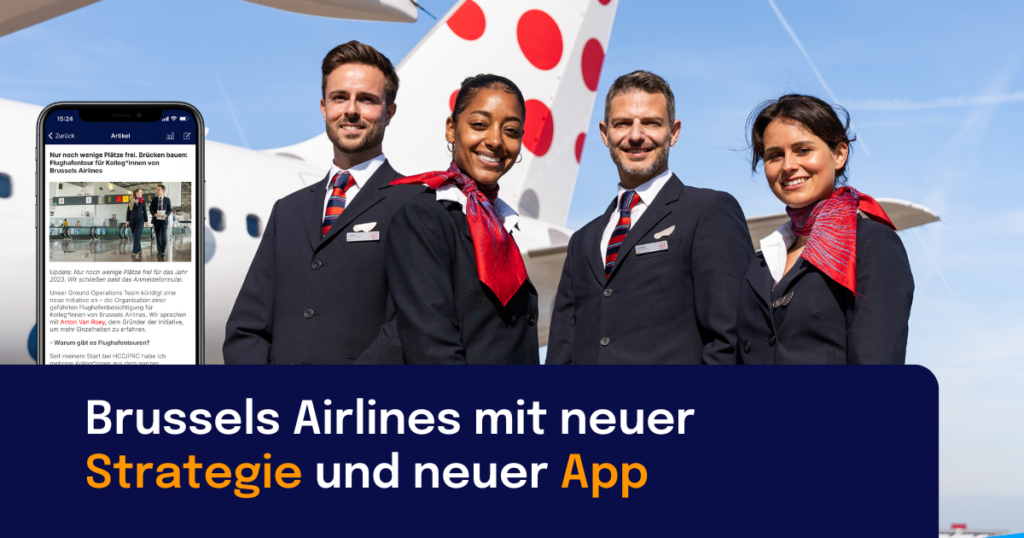 Bordpersonal vor Flugzeug von Brussels Airlines