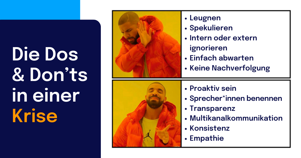 Drakeposting-Meme mit den Dos und Don’ts der Krisenkommunikation