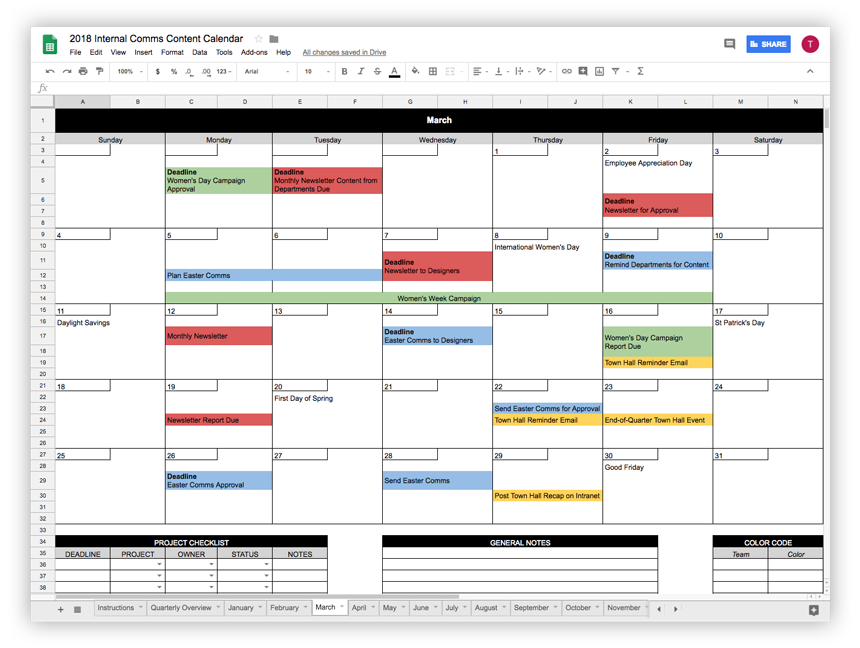 Create a 2024 Internal Comms Content Calendar Staffbase