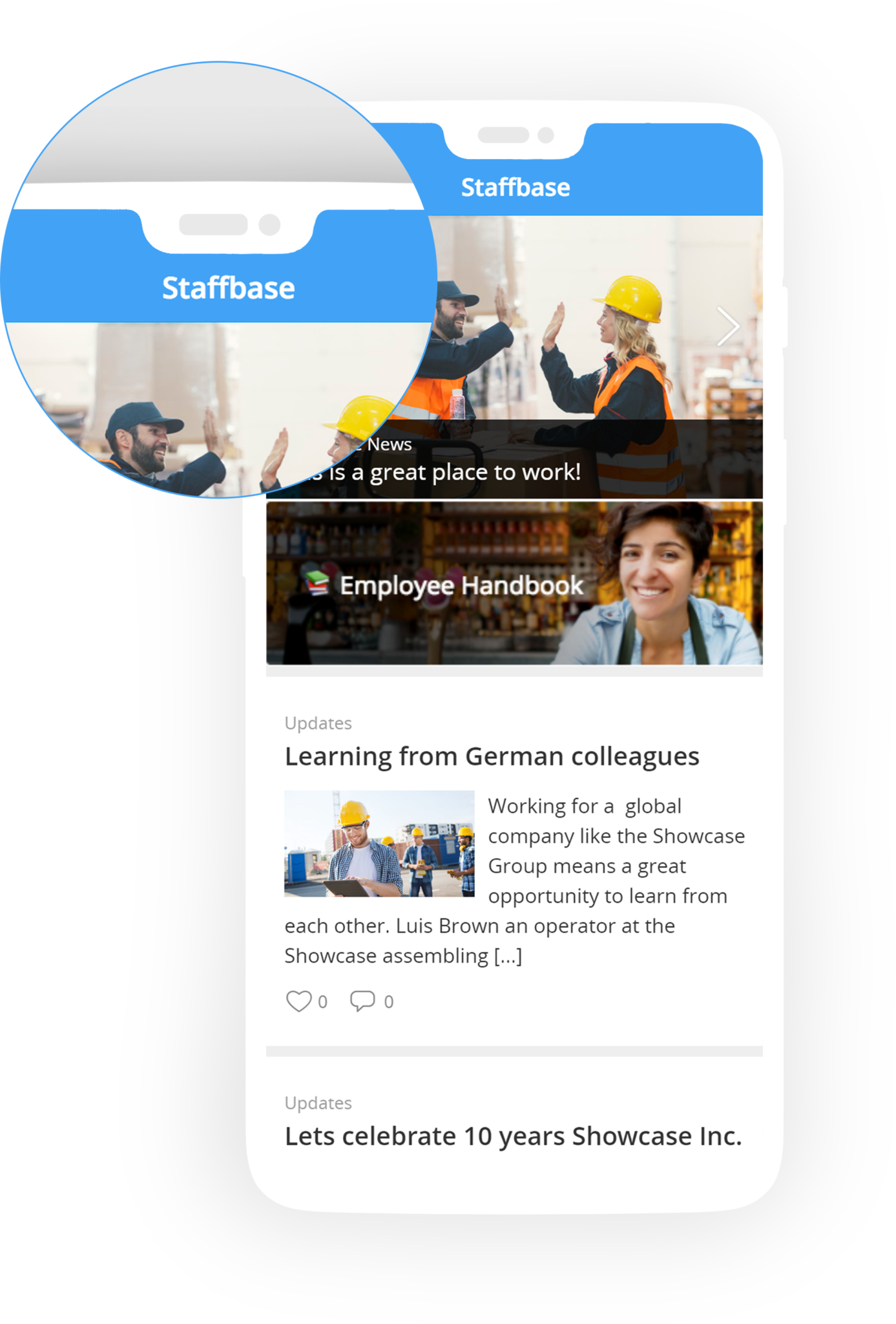 Staffbase app with notch
