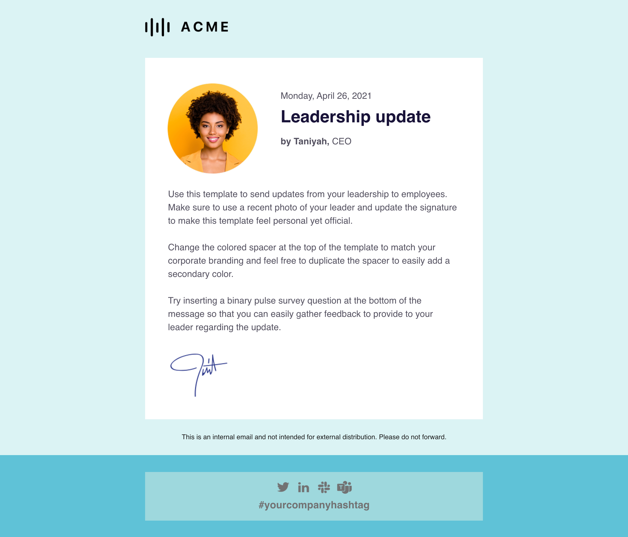 Bananatag leadership update employee newsletter template