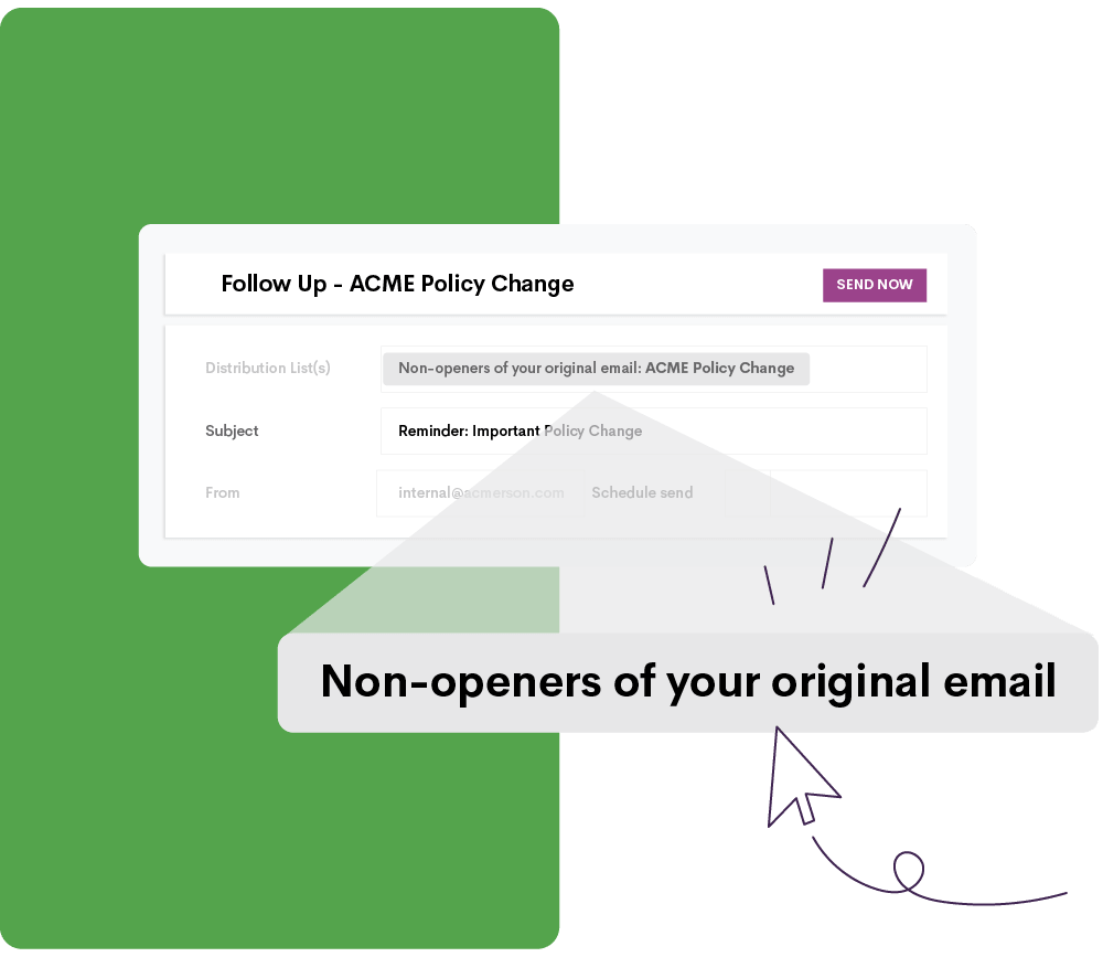Magnified text on a green and white background that says "Non-openers of your original email"
