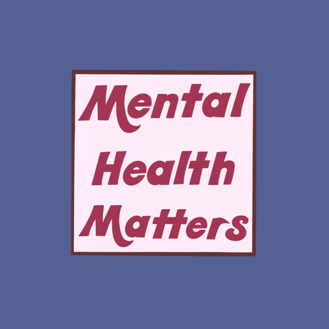A gif with floating text that reads: Mental Health Matters