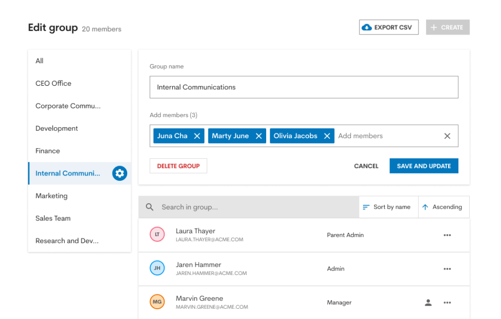 Manage users in multiple groups in Staffbase