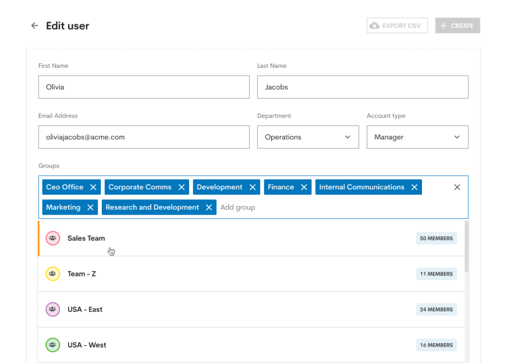 Edit users in Staffbase