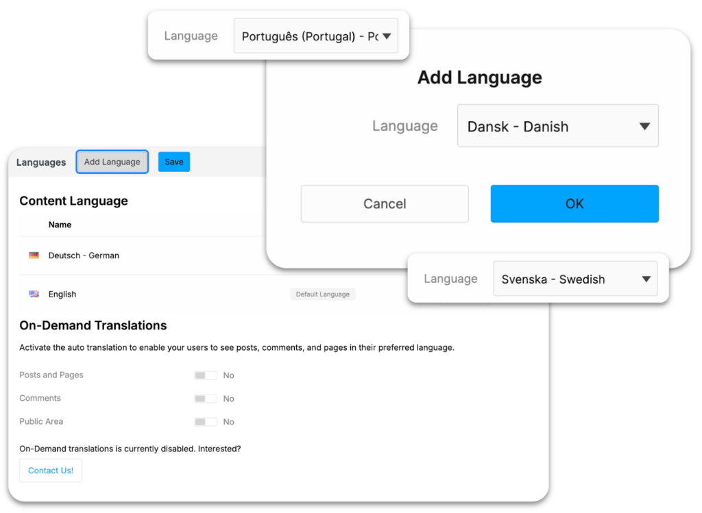 New Studio and content interface languages in Staffbase