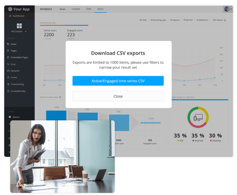 Exporting results in the Staffbase platform with a CSV export